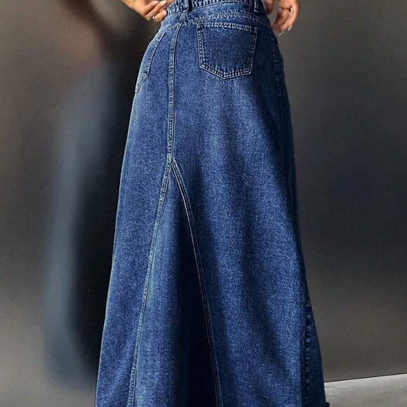 Boho Streetwear Denim A-Line Skirt - Picture 3 of 5